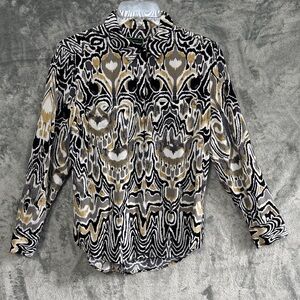 C Wonder Blouse Women's sz 6 Stylish Black and Gold blouse